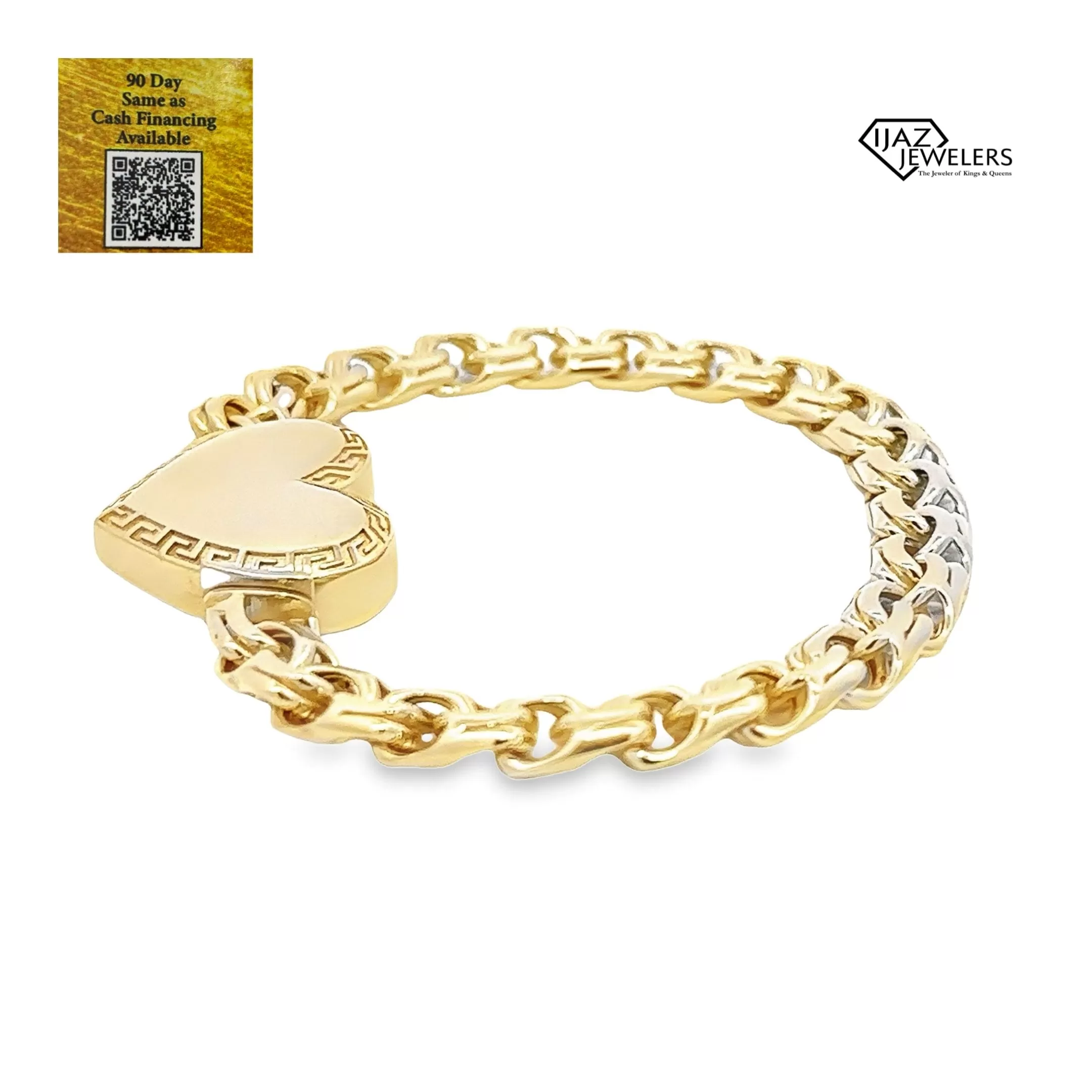 10K Gold Chino Link Tribal Heart Bracelet