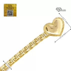 10K Gold Chino Link Tribal Heart Bracelet