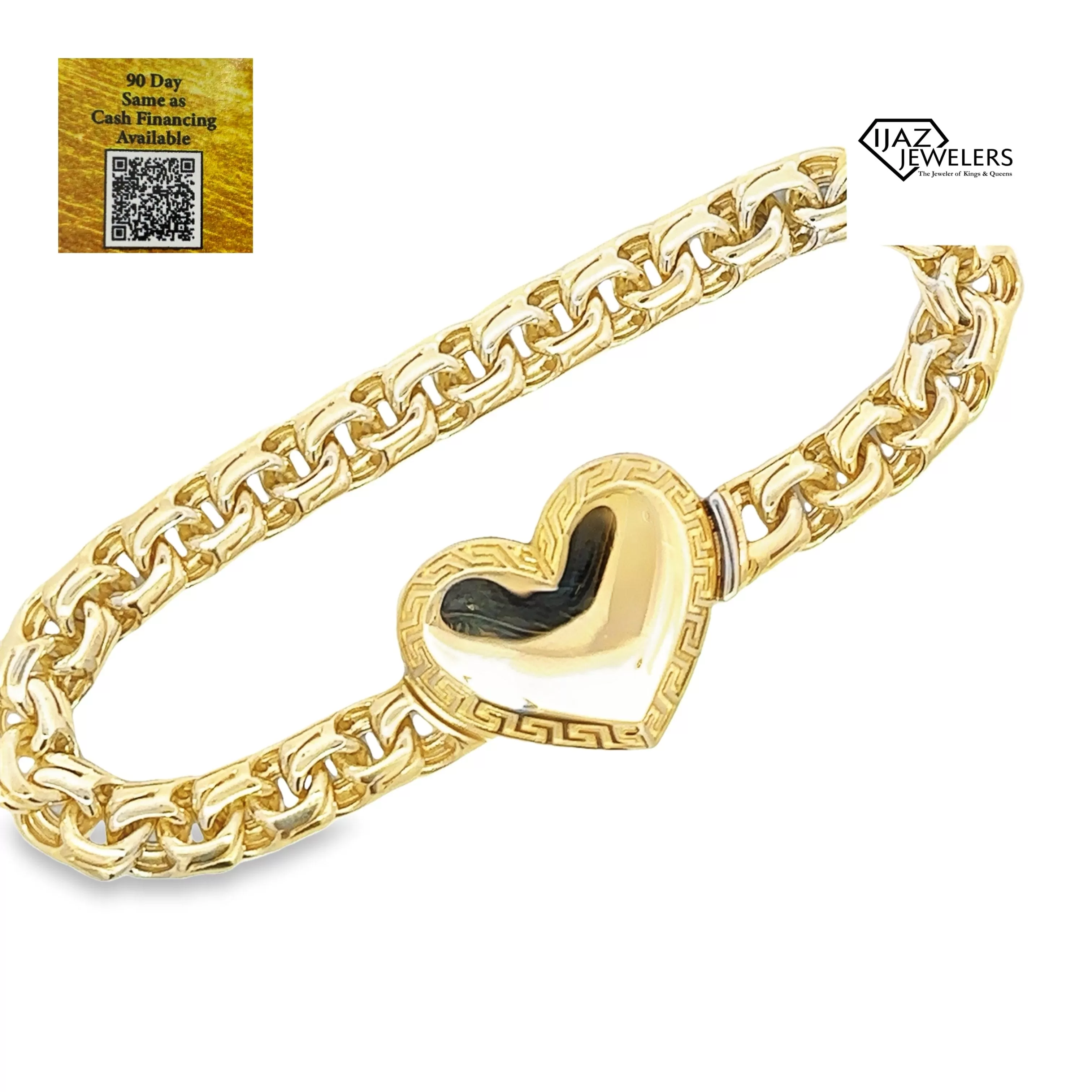 10K Gold Chino Link Tribal Heart Bracelet