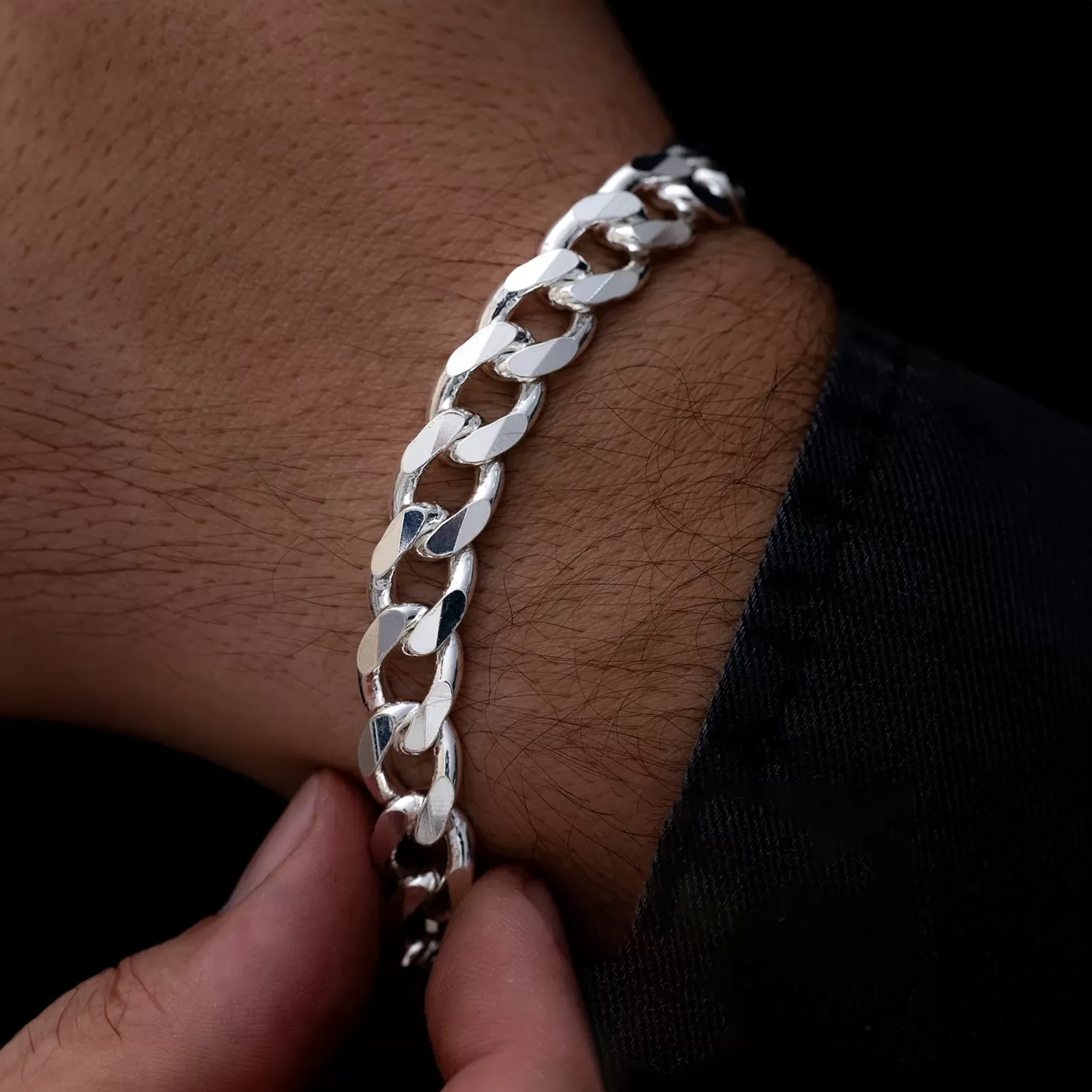 10mm 0.4 Men's Real Solid 925 Sterling Silver Heavy Cuban Chain Bracelet