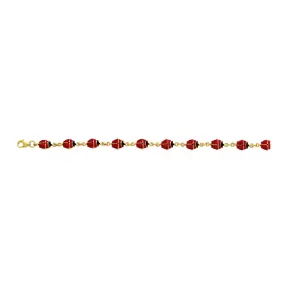 14k Yellow Gold Enamel Ladybug Fancy Bracelet, 7