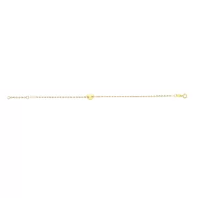 14k Yellow Gold Heart Charm Fancy Bracelet, 7