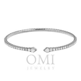 18K GOLD ROUND DIAMONDS THIN BANGLE BRACELET 1.36 CT