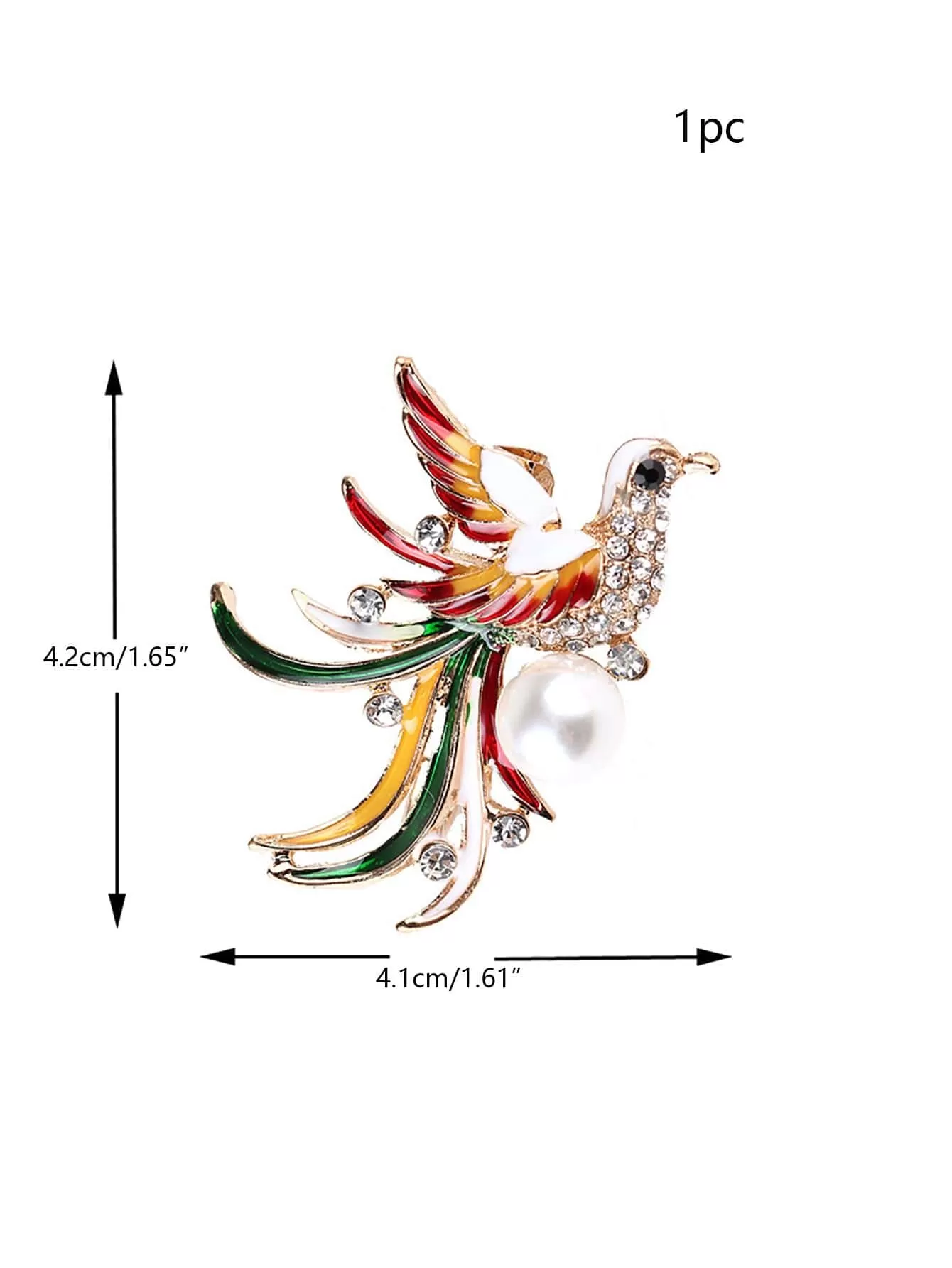 1pc Women Faux Pearl & Rhinestone Decor Bird Design Exquisite Scarf Pin For Decoration