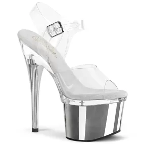 7 Inch Heel ESTEEM-708 Clear Silver Chrome