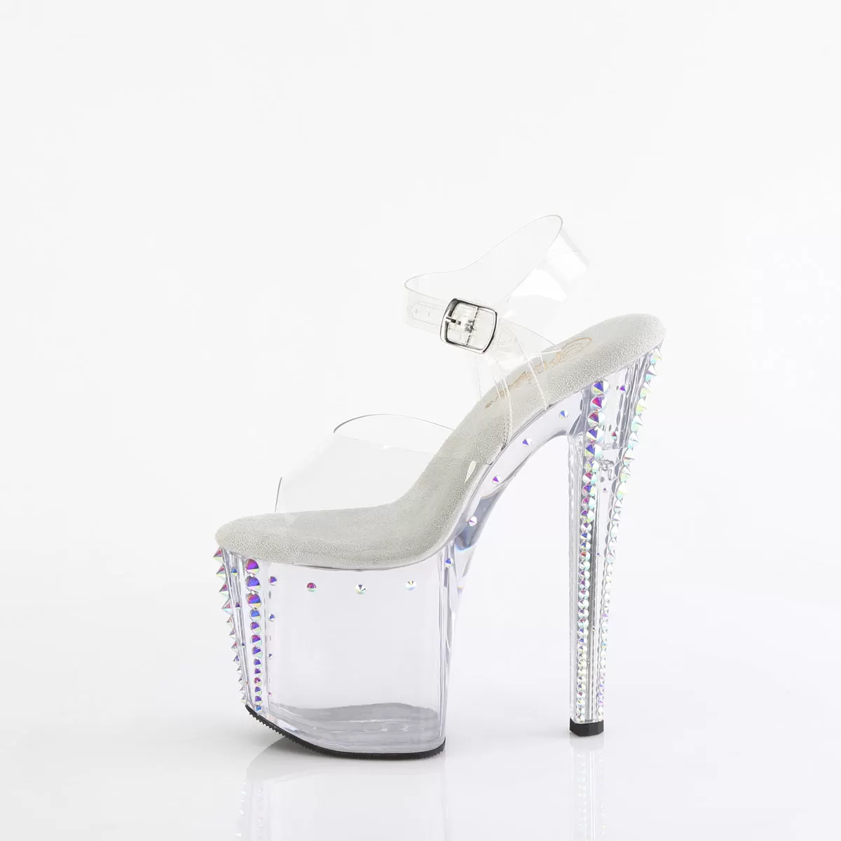 8 Inch Heel ENCHANT-708RS-02 Clear Rhinestone