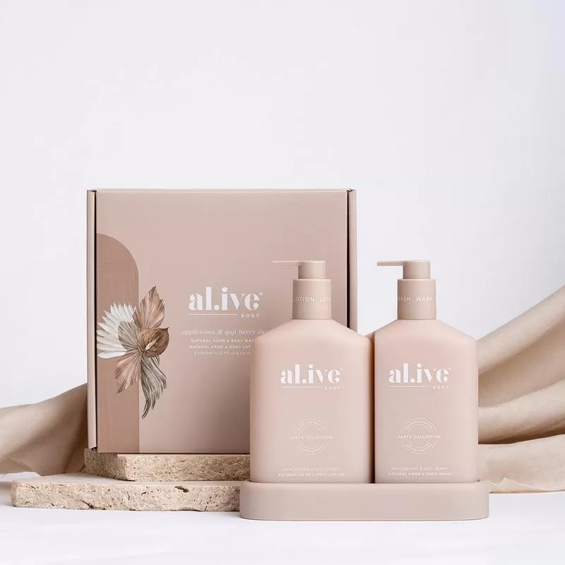 Al.ive Body Wash & Lotion Duo   Tray - Applewood & Goji Berry