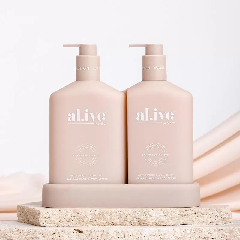 Al.ive Body Wash & Lotion Duo   Tray - Applewood & Goji Berry