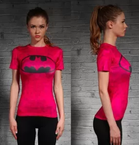 Batman Pink Classic Women's Short Sleeve Rash Guard