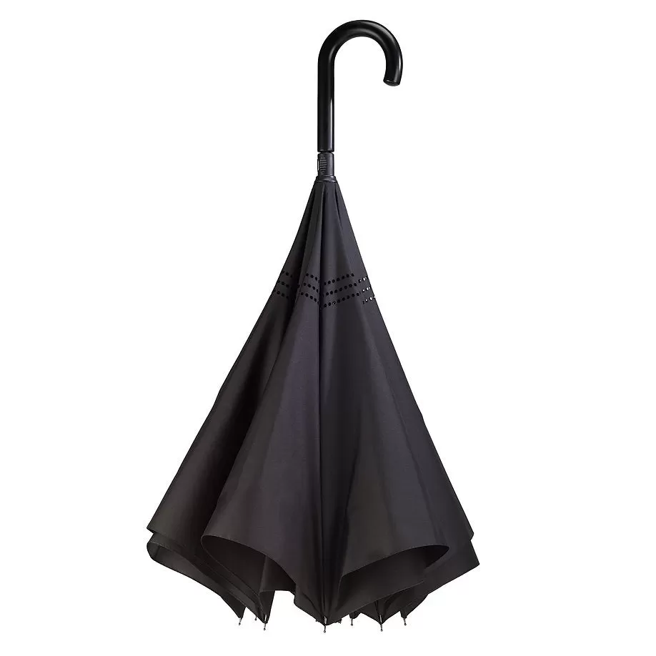 Black Reverse Close Stick Umbrella