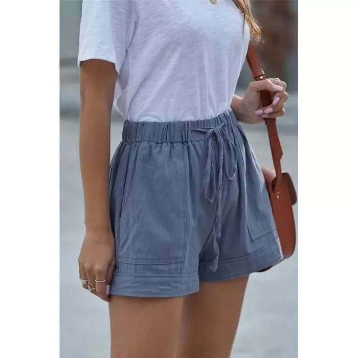 Blue Gray Casual Tencel Shorts