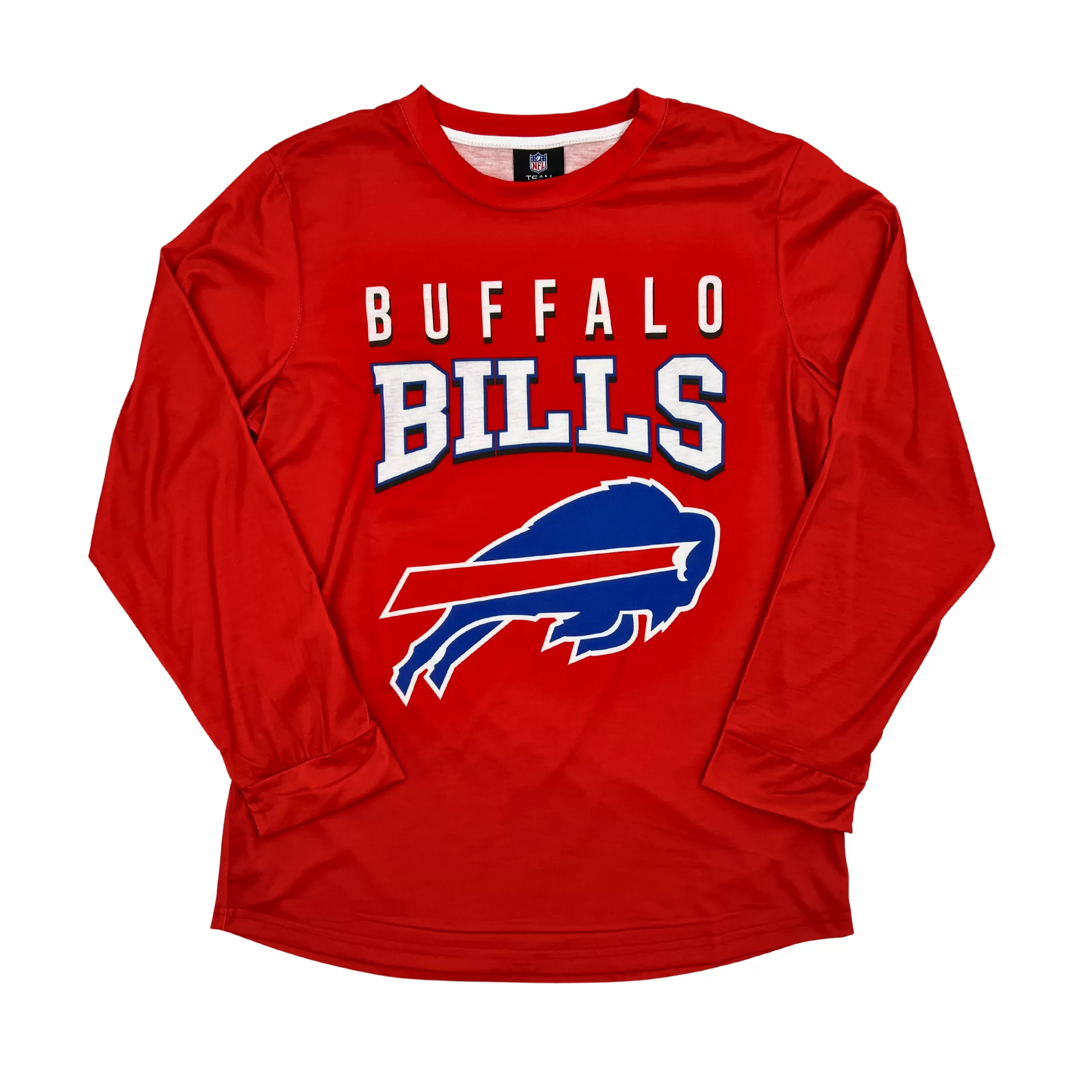 Buffalo Bills Wordmark With Big Logo Red Rash Guard Long Sleeve Shirt