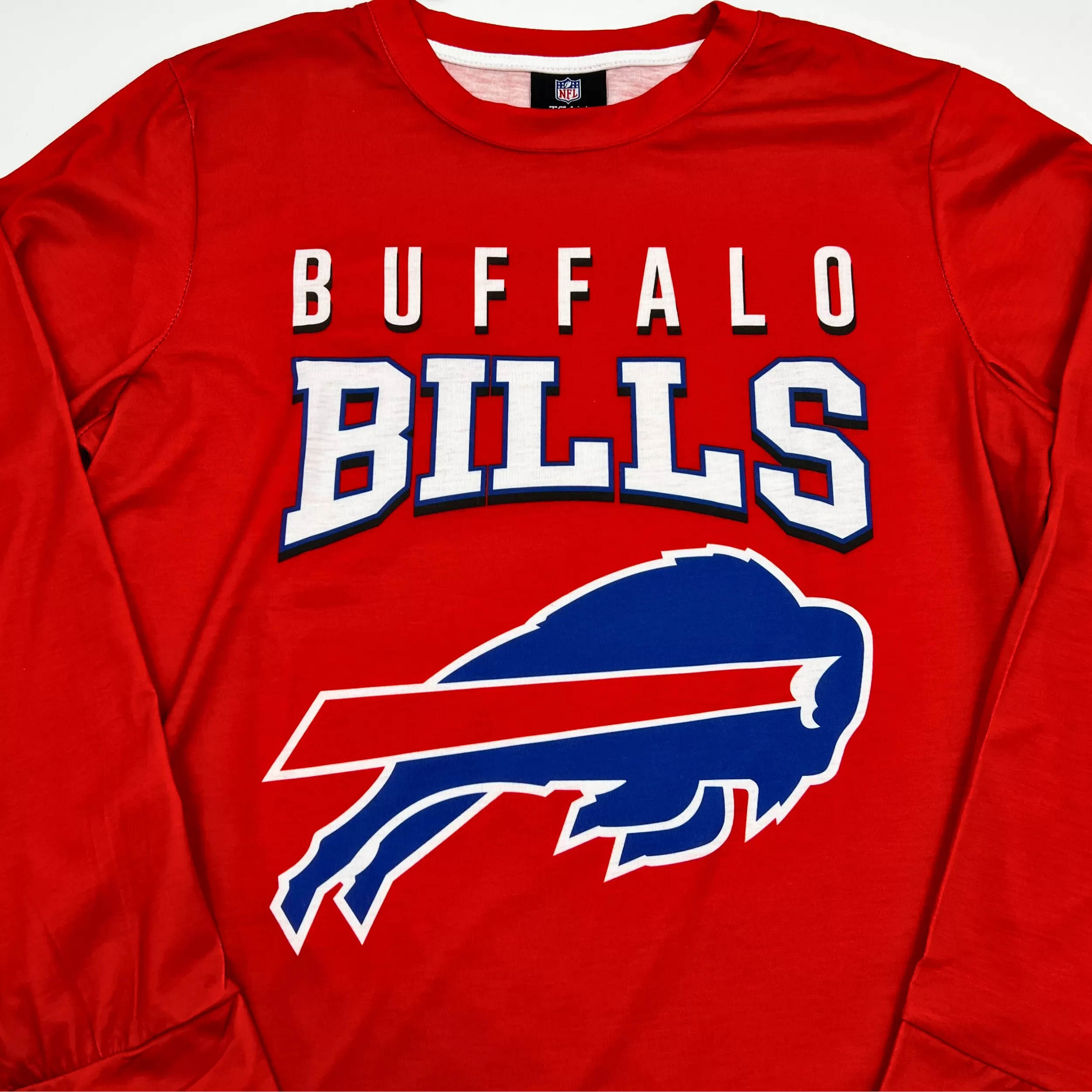 Buffalo Bills Wordmark With Big Logo Red Rash Guard Long Sleeve Shirt