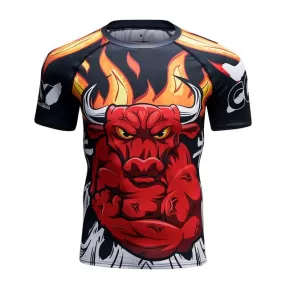 Bull Compression 'The Horns' Elite Short Sleeve Rashguard