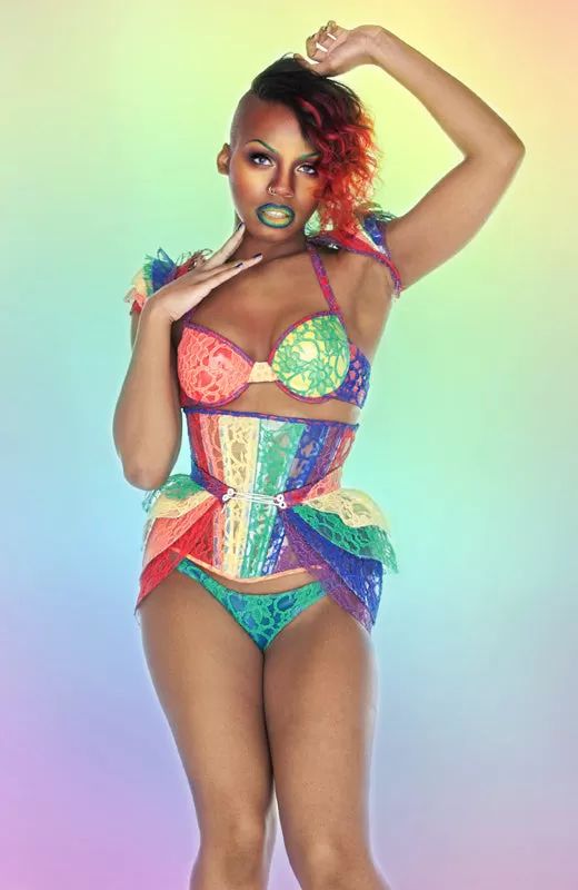 Clear PVC and Lace Rainbow shrug