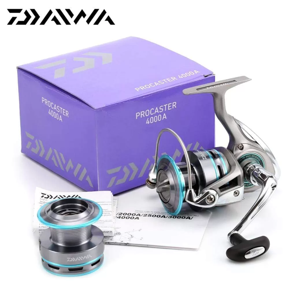 DAIWA PROCASTER 2000A 2500A 3000A 4000A Spinning Fishing Reel 7BB Folding Handle Saltwater Carp Free Metal Spare Spool Tackle