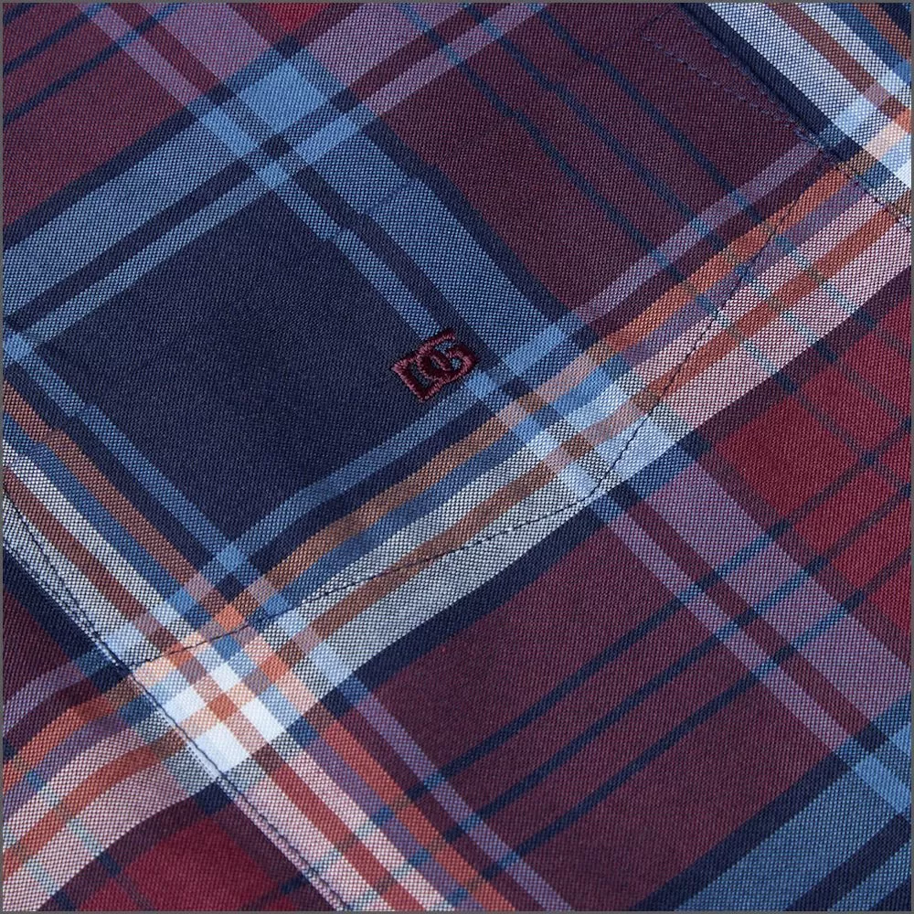 Drifter Ivano Wine Navy & Blue Check Shirt<>