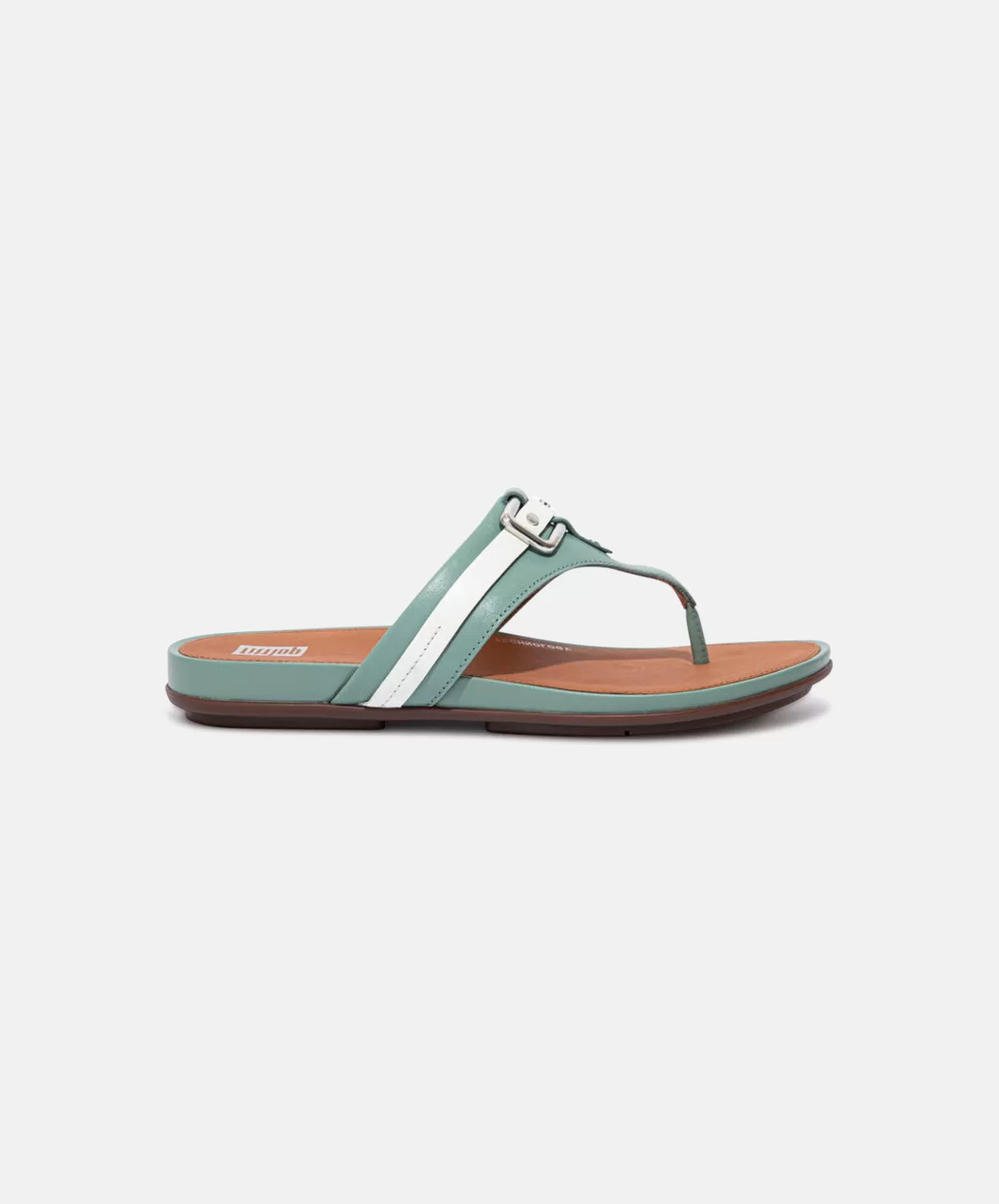 FitFlop Gracie Stud-Buckle Leather Toe Post Sandals Green