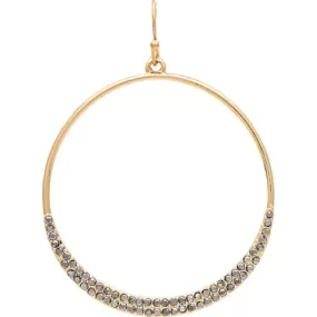 Gold Hem Pave Crystal Circle Earrings