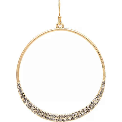 Gold Hem Pave Crystal Circle Earrings