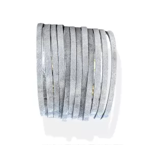 Handmade Leather Bracelet Sparkling Silver Fringes