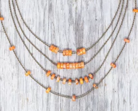 Heishi Bohemian Necklace-0776-Orange Jasper