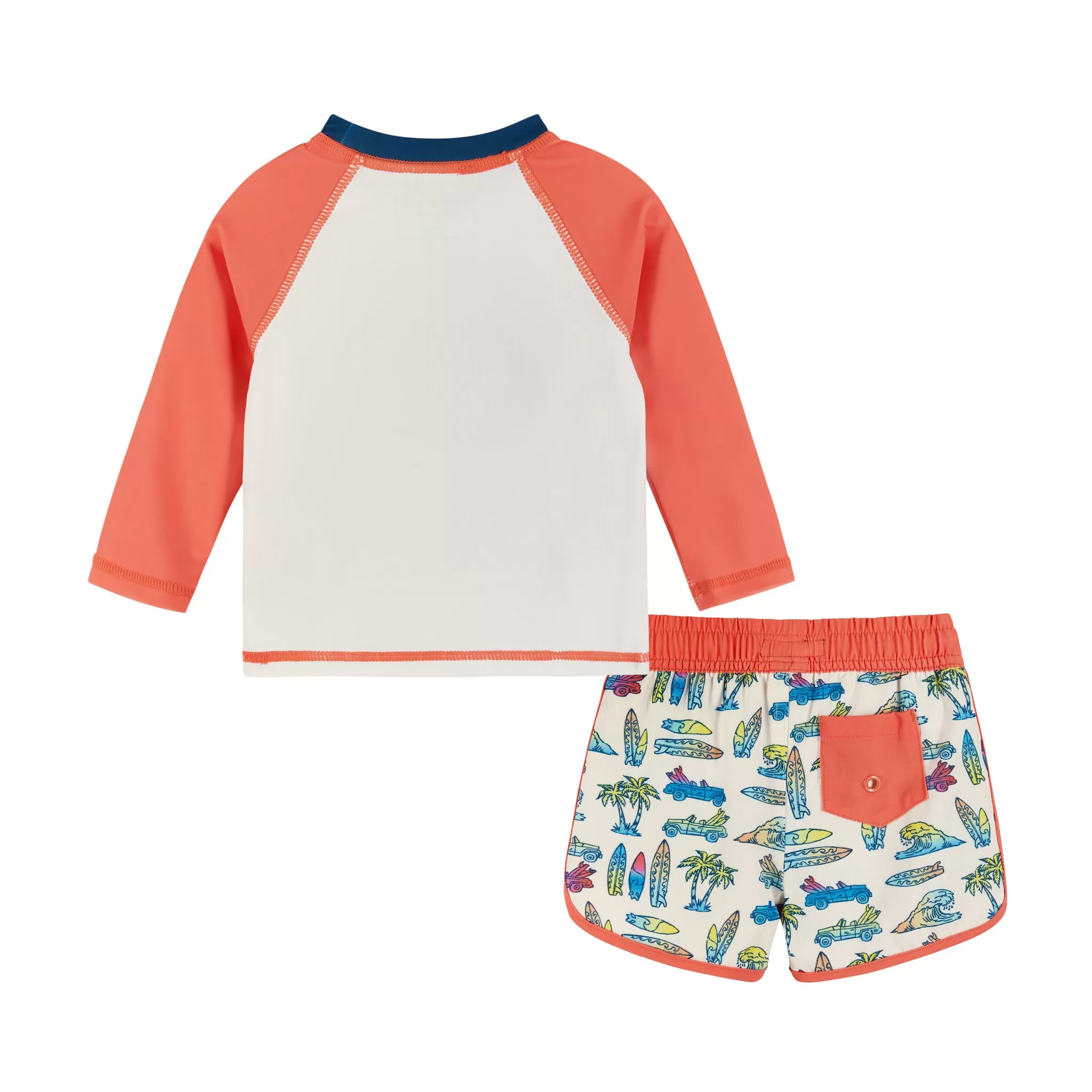 Infant Raglan Rashguard and Boardshort | Retro Beach Scene