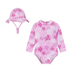 Infant Rashguard and Hat Set | Daisy Print