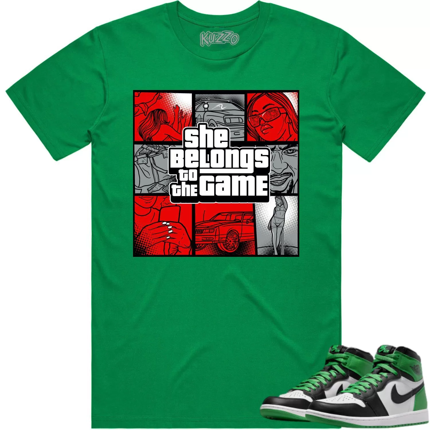 Jordan 1 Lucky Green 1s Shirt to Match - RED BELONGS TO THE GAME