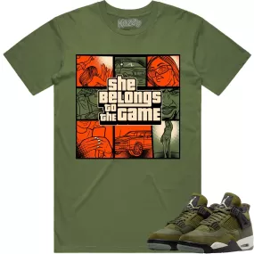 Jordan 4 Craft Olive 4s Shirt to Match - CELADON BELONGS TO THE GAME