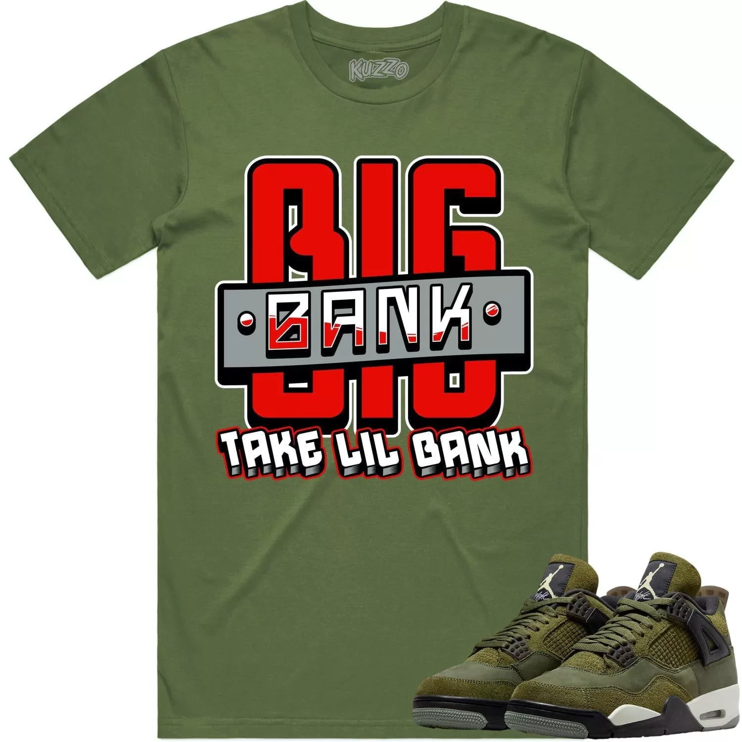 Jordan 4 Craft Olive 4s Shirt to Match - RED BIG BANK