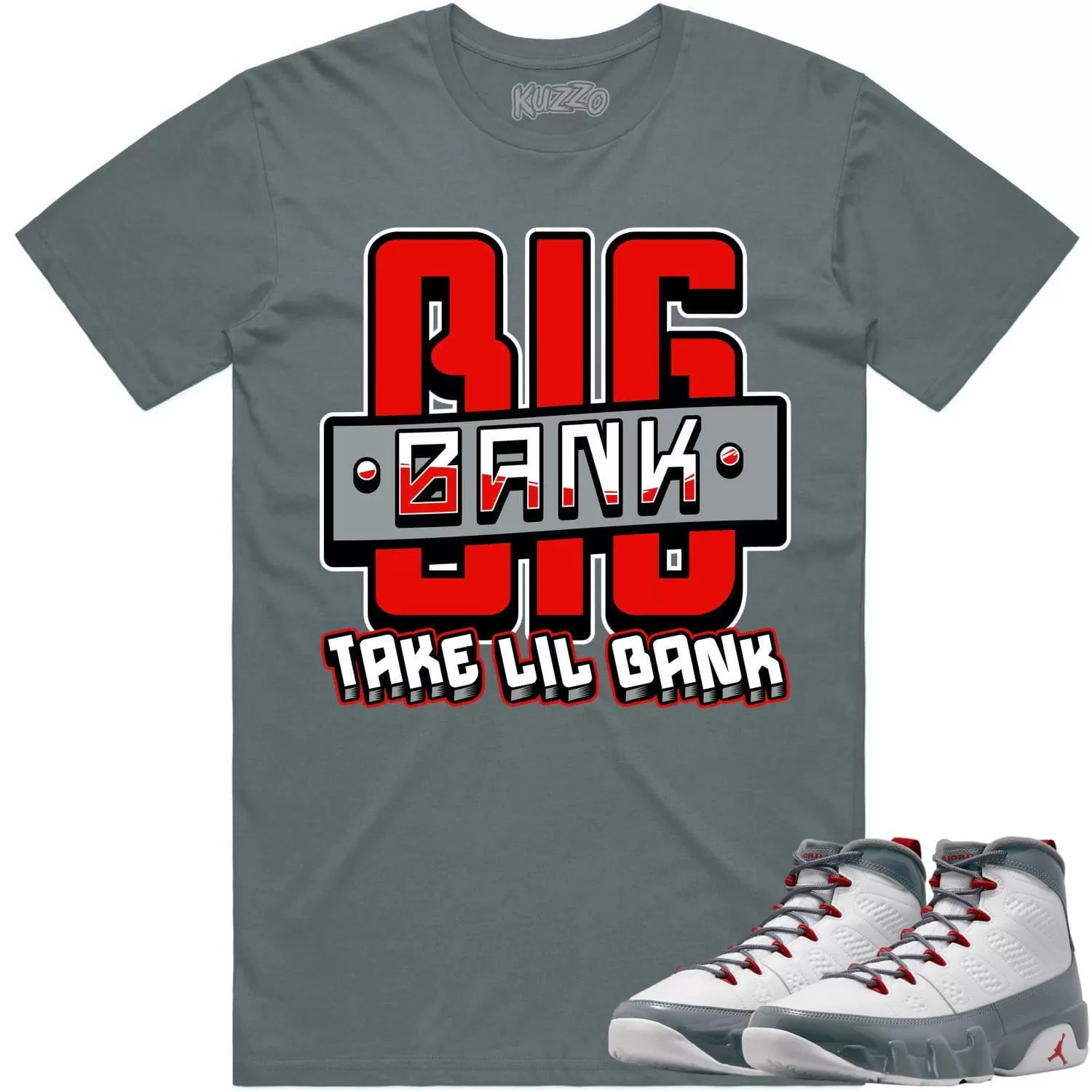 Jordan 9 Fire Red 9s Shirt to Match - RED BIG BANK