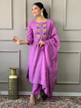 Lavender Summer Special South Handloom Cotton Salwar Suit Set