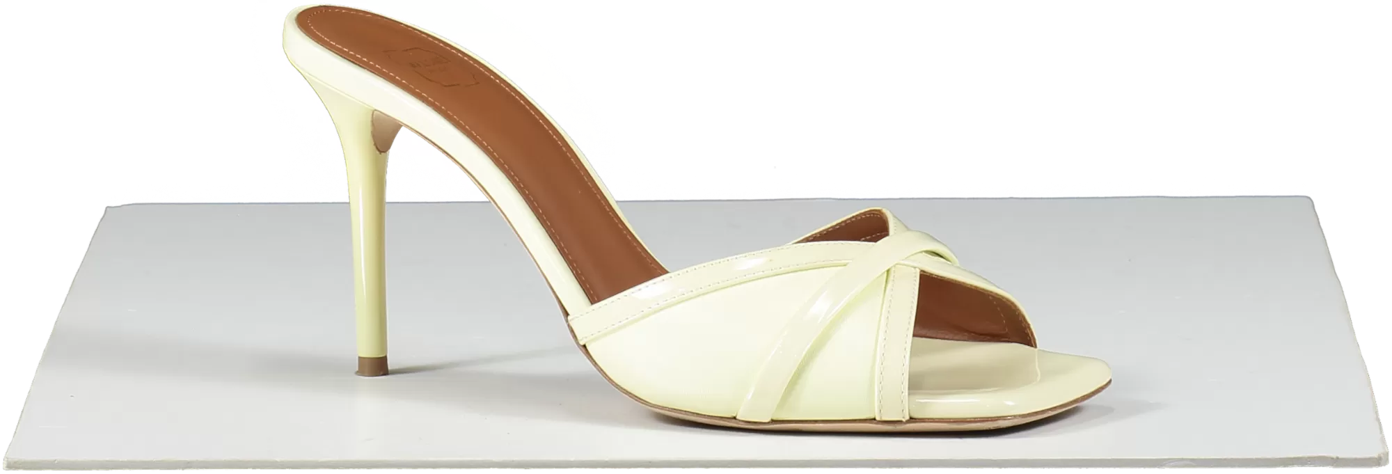 malone souliers Perla 85 Pale Yellow Leather Heeled Mules UK 5.5 EU 38.5 👠