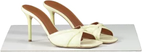 malone souliers Perla 85 Pale Yellow Leather Heeled Mules UK 5.5 EU 38.5 👠