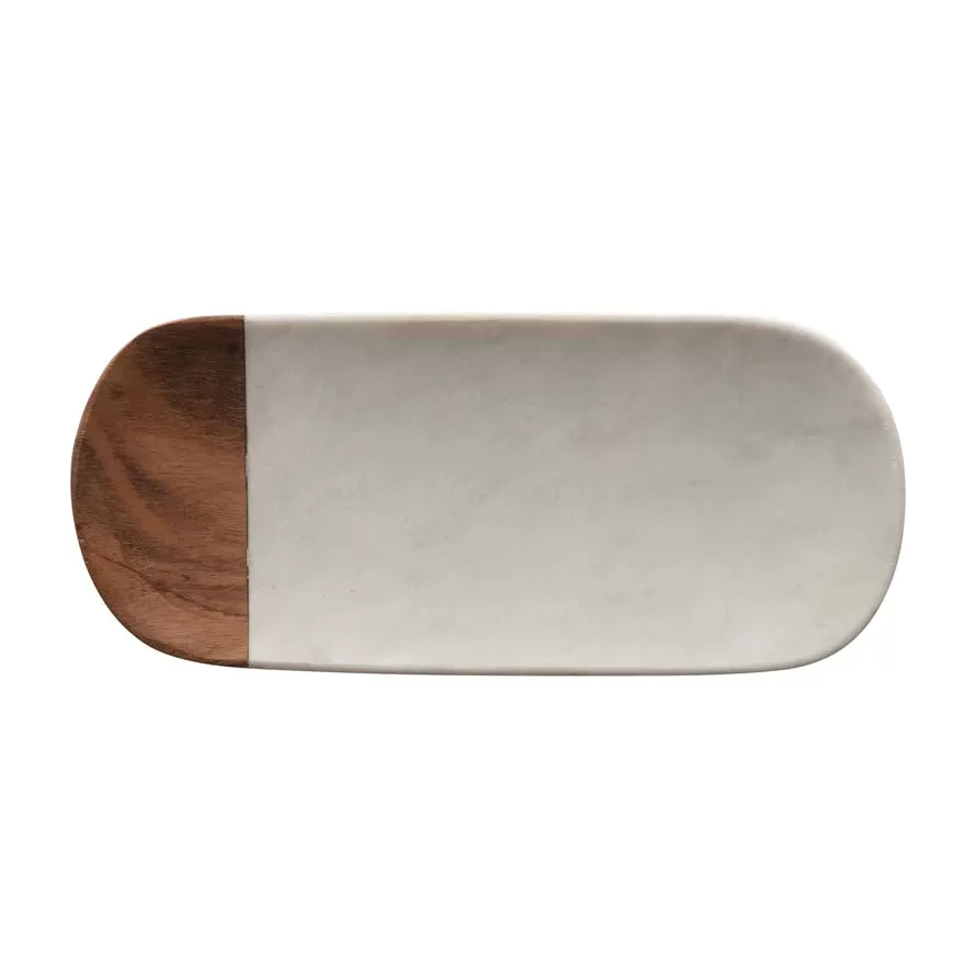 Marble and Acacia Wood Tray