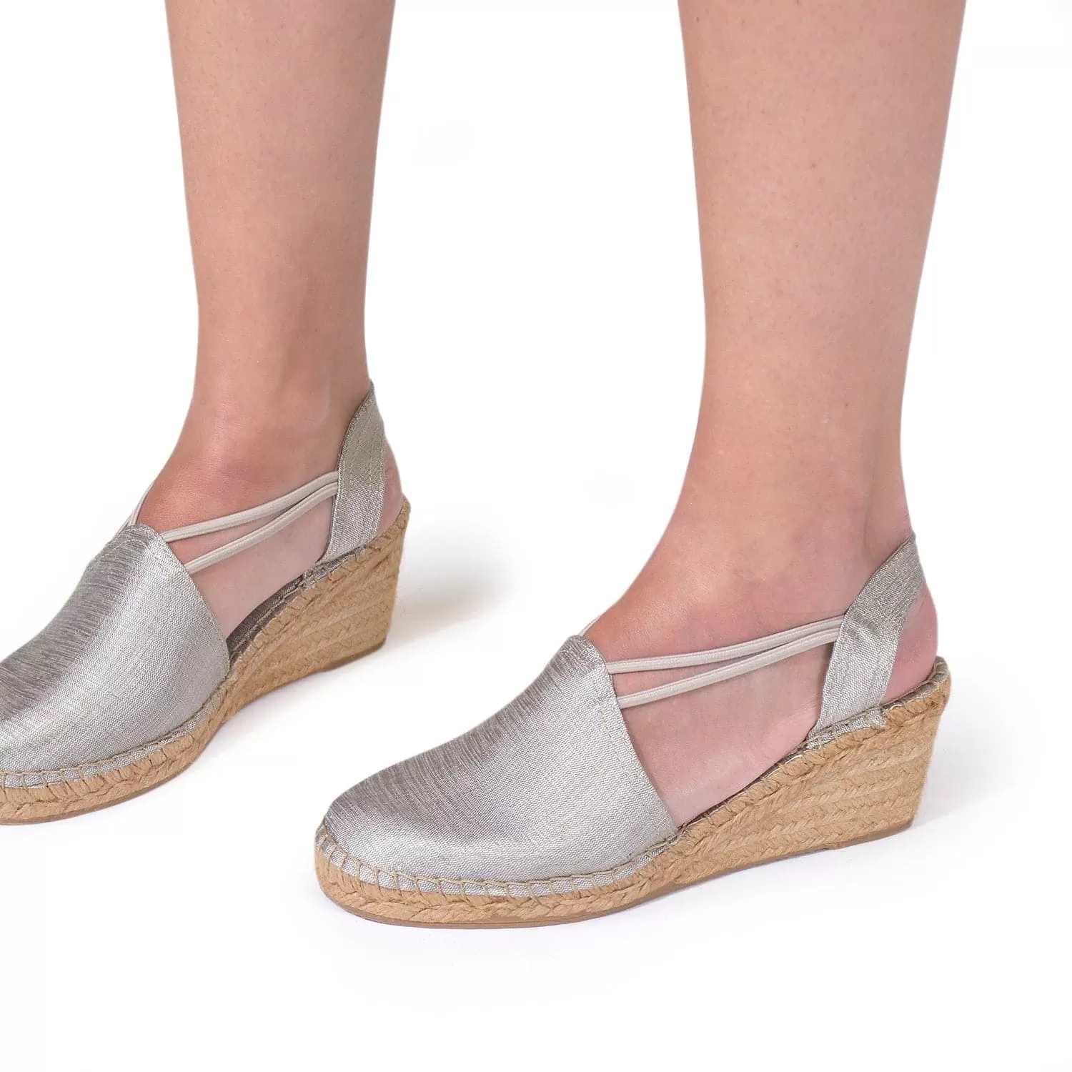 Metallic Cotton Blend Wedge Espadrille for Women - Turia