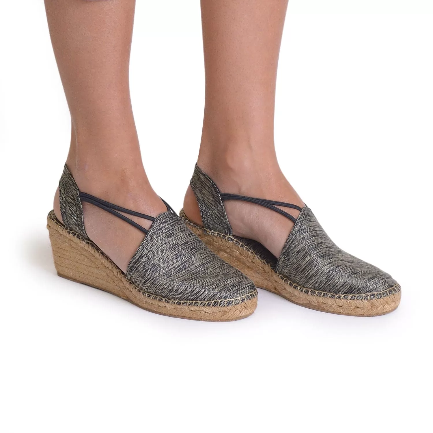 Metallic Cotton Blend Wedge Espadrille for Women - Turia