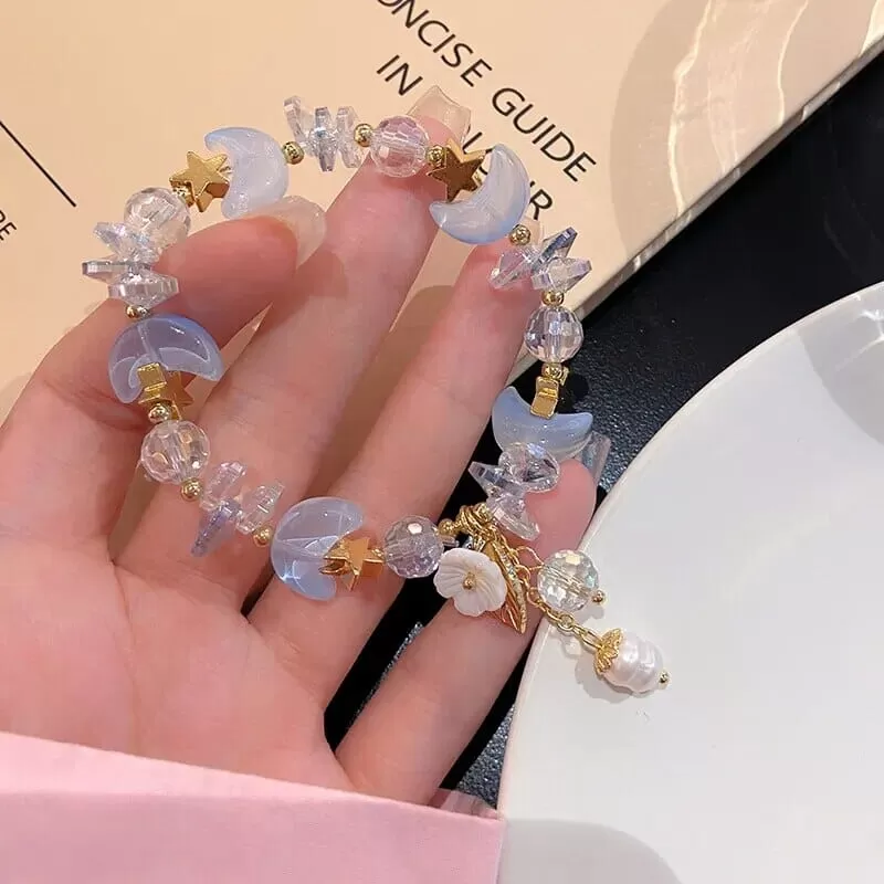 Moon Shape Glaze Crystal Beads Bracelets