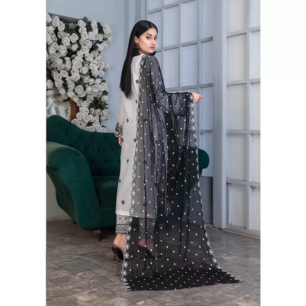 Noor Jahan Mushk Printed Lawn Chikenkari Embroidered Unstitched 3Pcs Suit