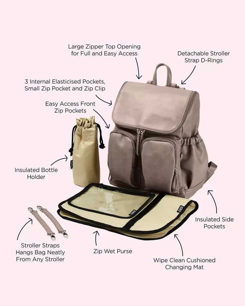 OiOi Signature Nappy Backpack - Taupe Vegan Leather