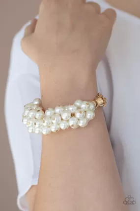 Paparazzi Bracelet ~ Up Class Clash - Gold and Pearl Bracelet