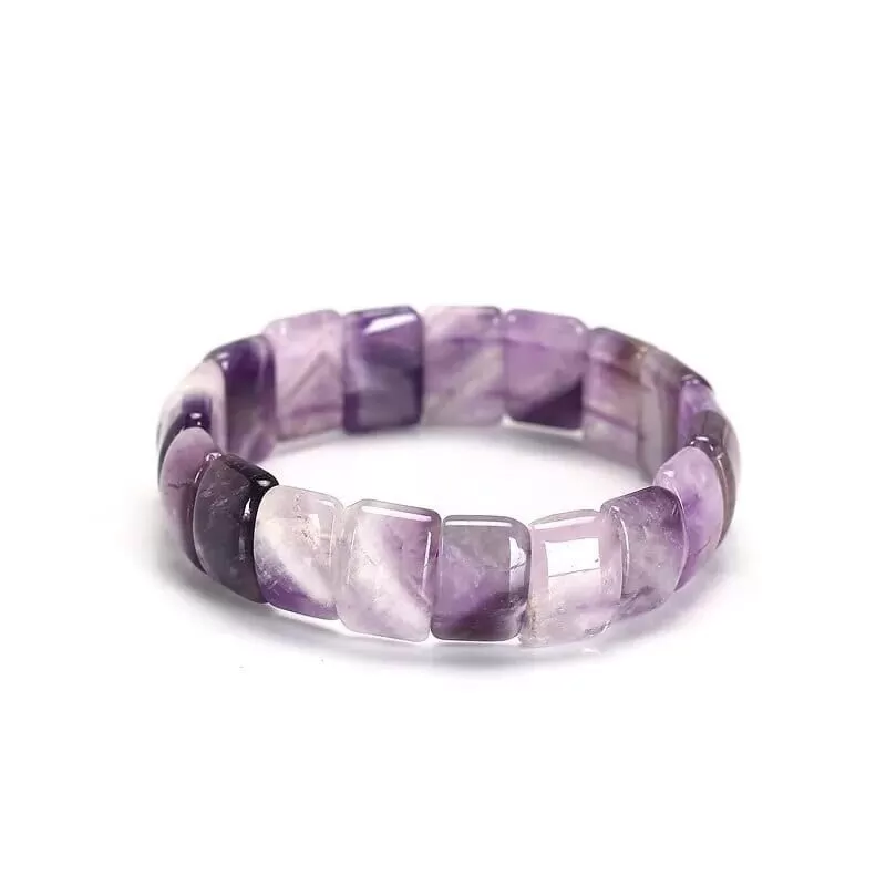 Purple Amethyst Rose Quartz Square Beads Bracelet