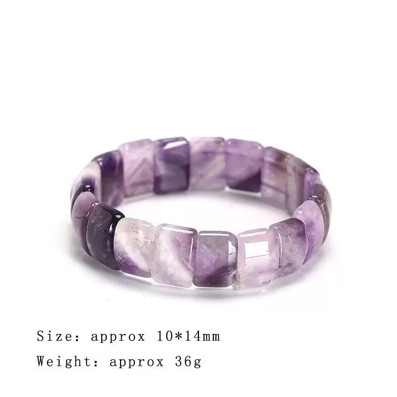 Purple Amethyst Rose Quartz Square Beads Bracelet