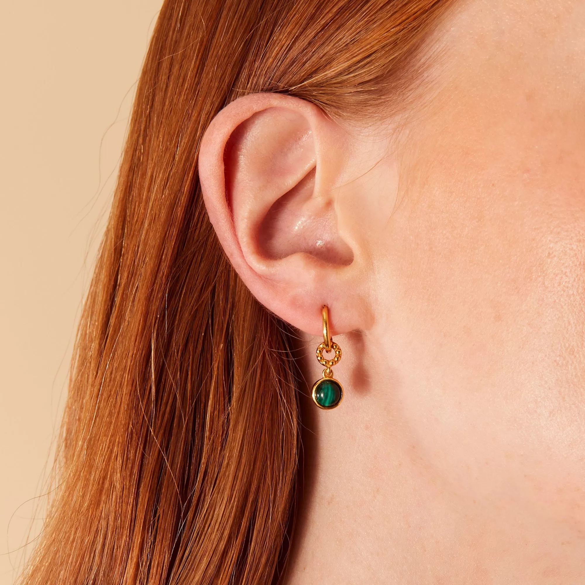 Real Gold Plated Z Heirloom Malachite Charm Earrings For Women By Accessorize London