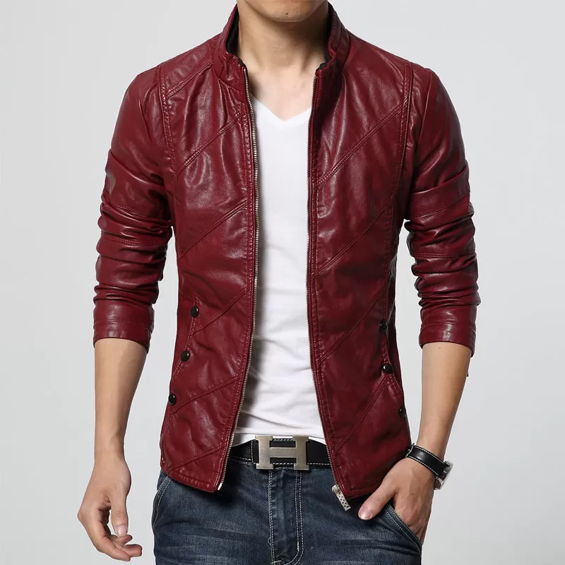 spring & autumn men leather jacket