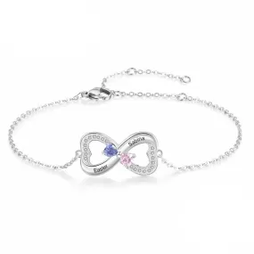 Sterling Silver Customized Infinity Bracelet With Birthstone