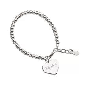 Sterling Silver Girls Bracelet with Engraving Heart