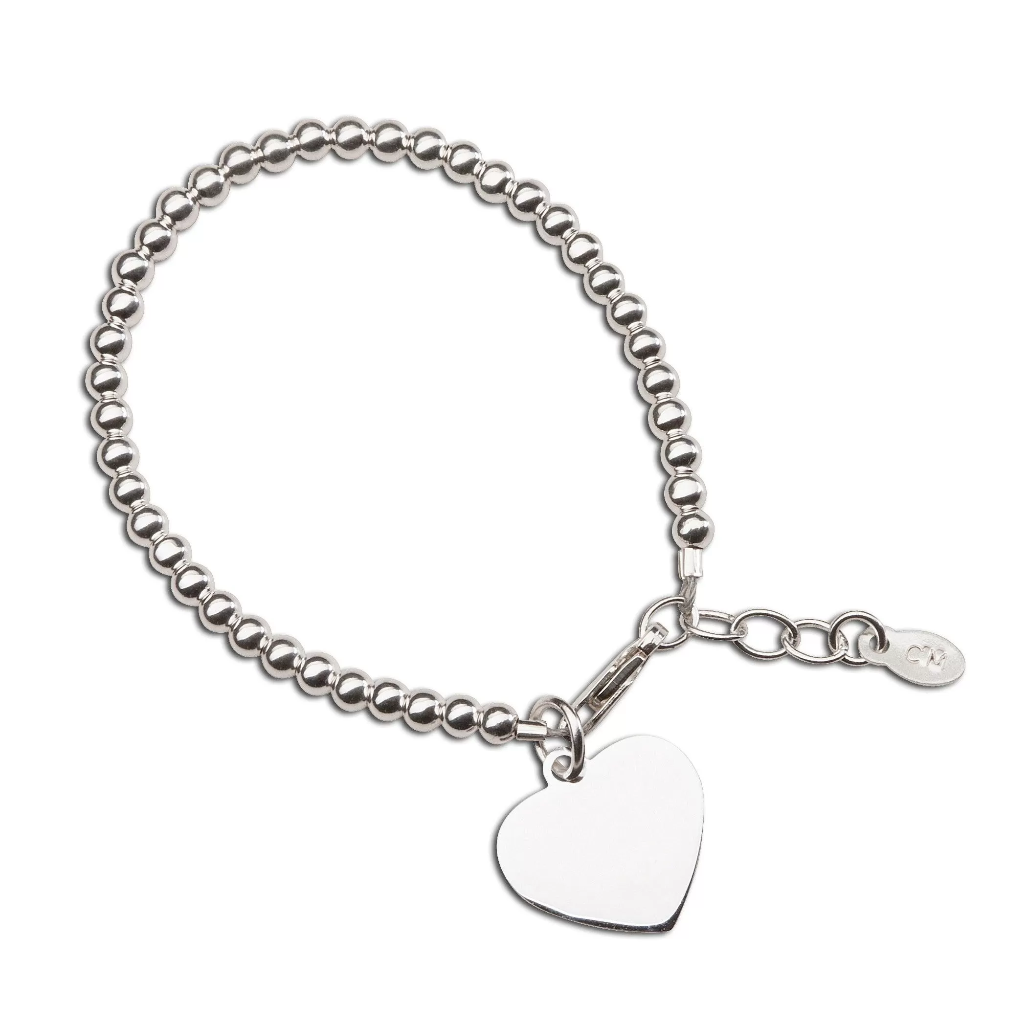 Sterling Silver Girls Bracelet with Engraving Heart