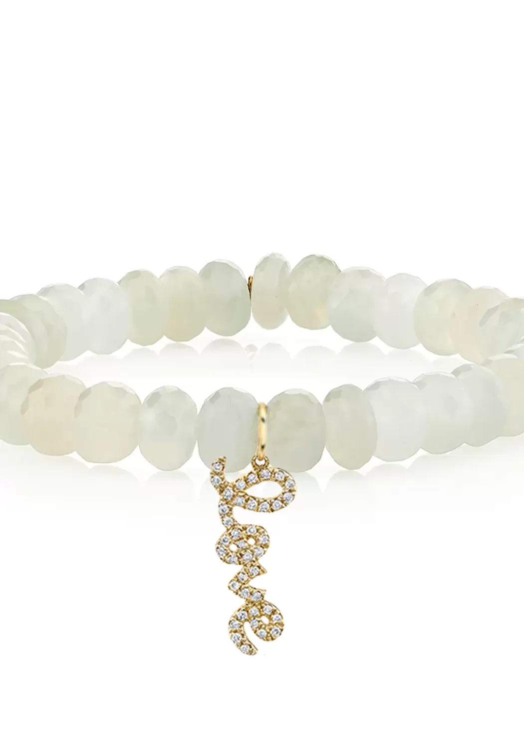 Sydney Evan Love Charm White Moonstone Bead Bracelet